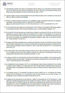 Reacciones de Precipitación - Enunciado ejercicios hoja 2
