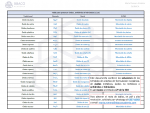 Tablas para practicar óxidos, anhídridos e hidróxidos - soluciones tabla 1 web