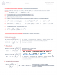 Solubilidad y Reacciones de Precipitación 2 - Resumen